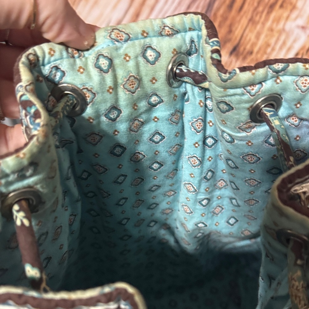 Vera Bradley Java Blue and Brown Floral Backpack - Picture 5 of 6